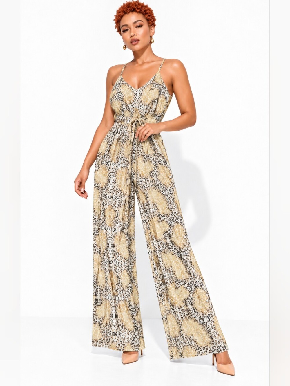 Amiani Leopard Print Wide-Leg Jumpsuit
